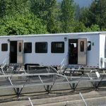 a white trailer that is used to tag fish manually